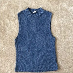 Garage Blue High-Neck Sleeveless Sweater